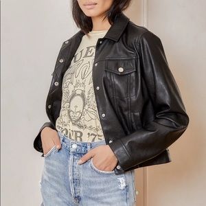 NWT lulus let it rock faux leather trucker jacket